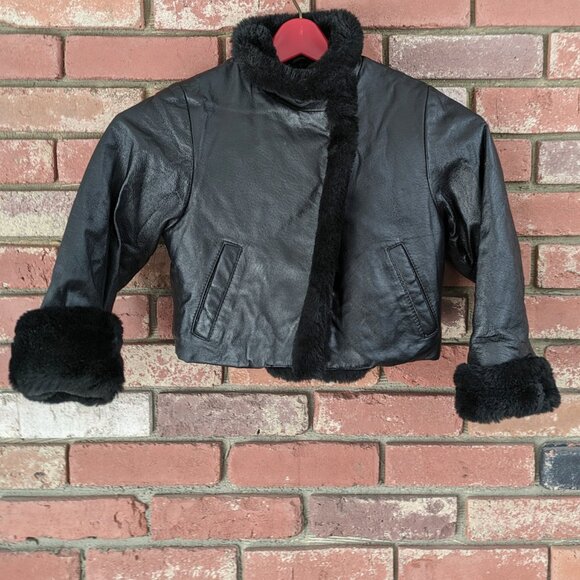 Wilsons Leather(Actual) Sherpa Lined Black Jacket Girls Small